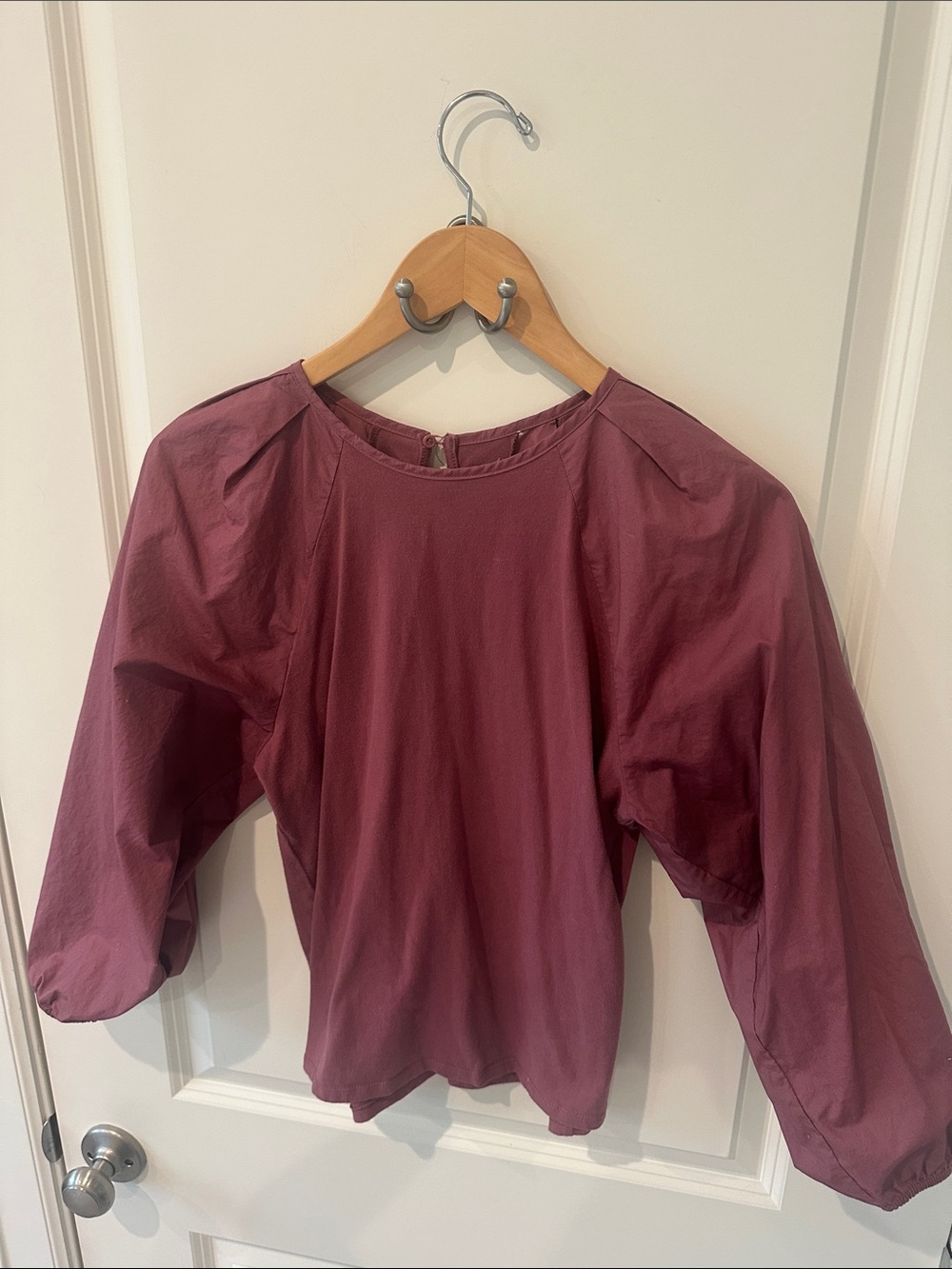 a new day Wine Puff Sleeve Blouse